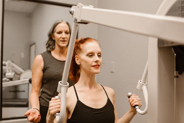 Person in a calm, focused state during a workout session.